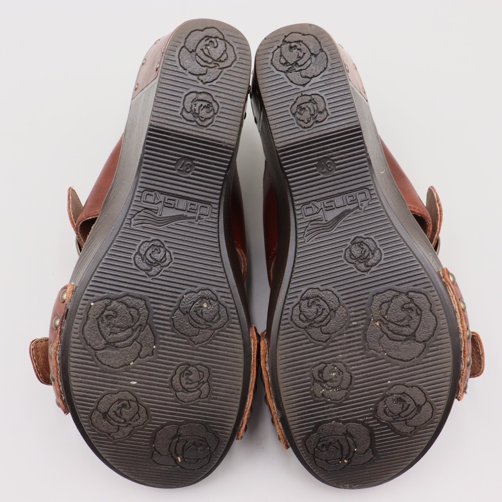 Dansko Women's Fern Antique Full Grain Brandy Leather Wedge Sandals Size 6.5- 7 - Picture 8 of 8